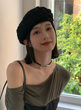 春夏季韩版百搭泡泡纱贝雷帽