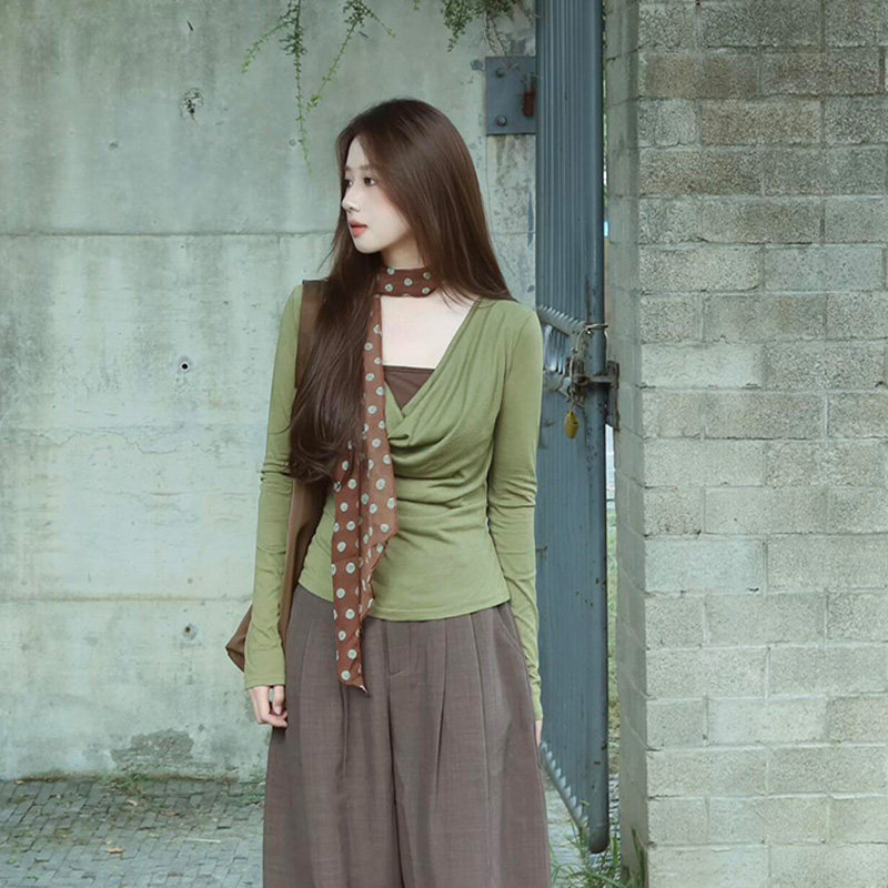 French brown polka dot silk scarf for women Korean version ins advanced