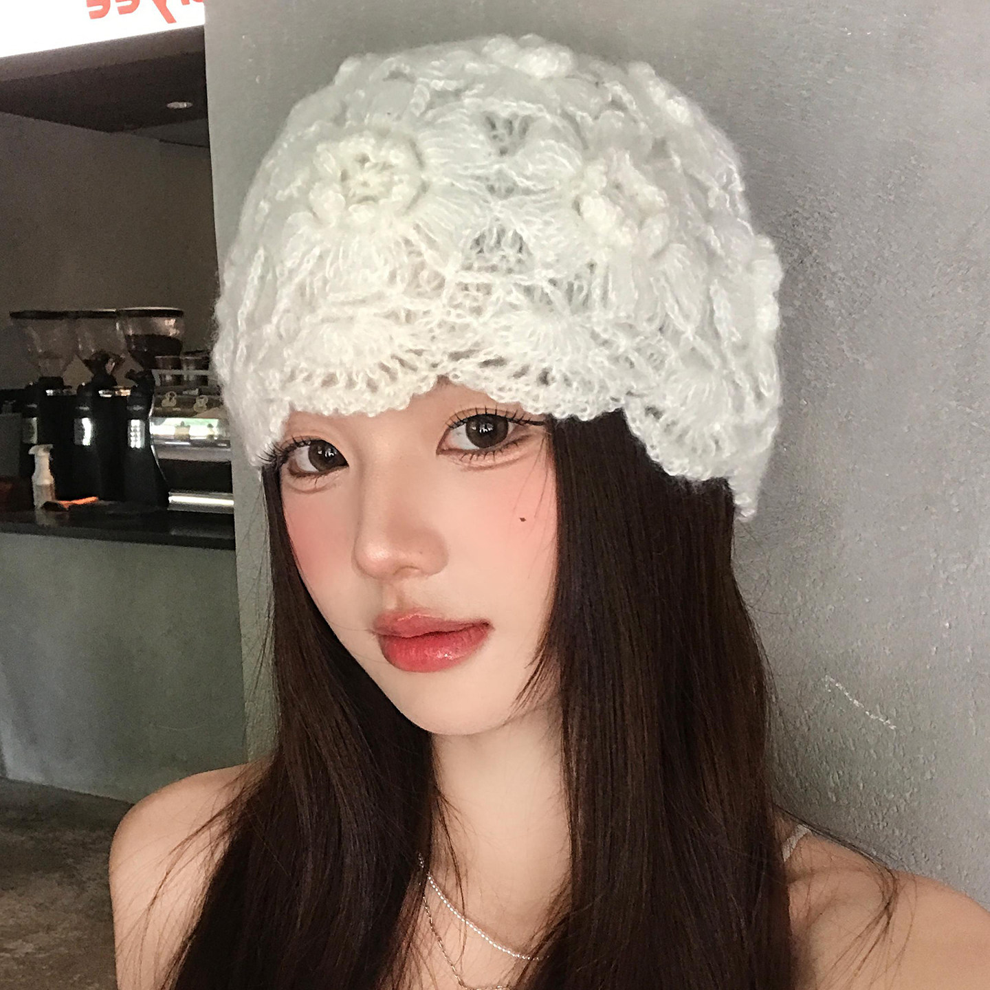 手工钩花编织镂空包头帽女秋冬季大头围保暖冷帽日系文艺针织帽子,淘宝优惠券,粉丝福利购,淘宝优惠卷