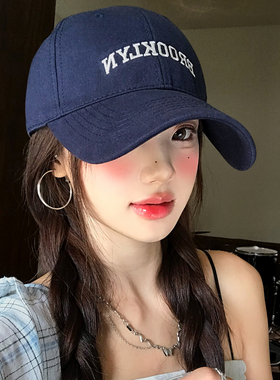 藏青色刺绣字母大头围棒球帽女款
