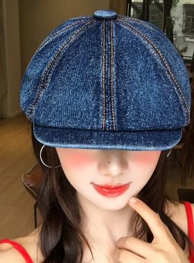 丹宁水洗牛仔前进帽女夏季显脸小