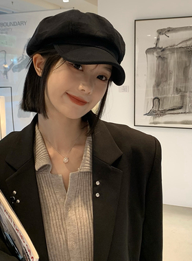 显脸小八角鸭舌贝雷帽