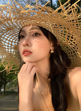 大帽檐拉菲草帽女春夏季新款度假
