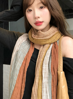 民族风复古棉麻丝巾女高级感沙漠