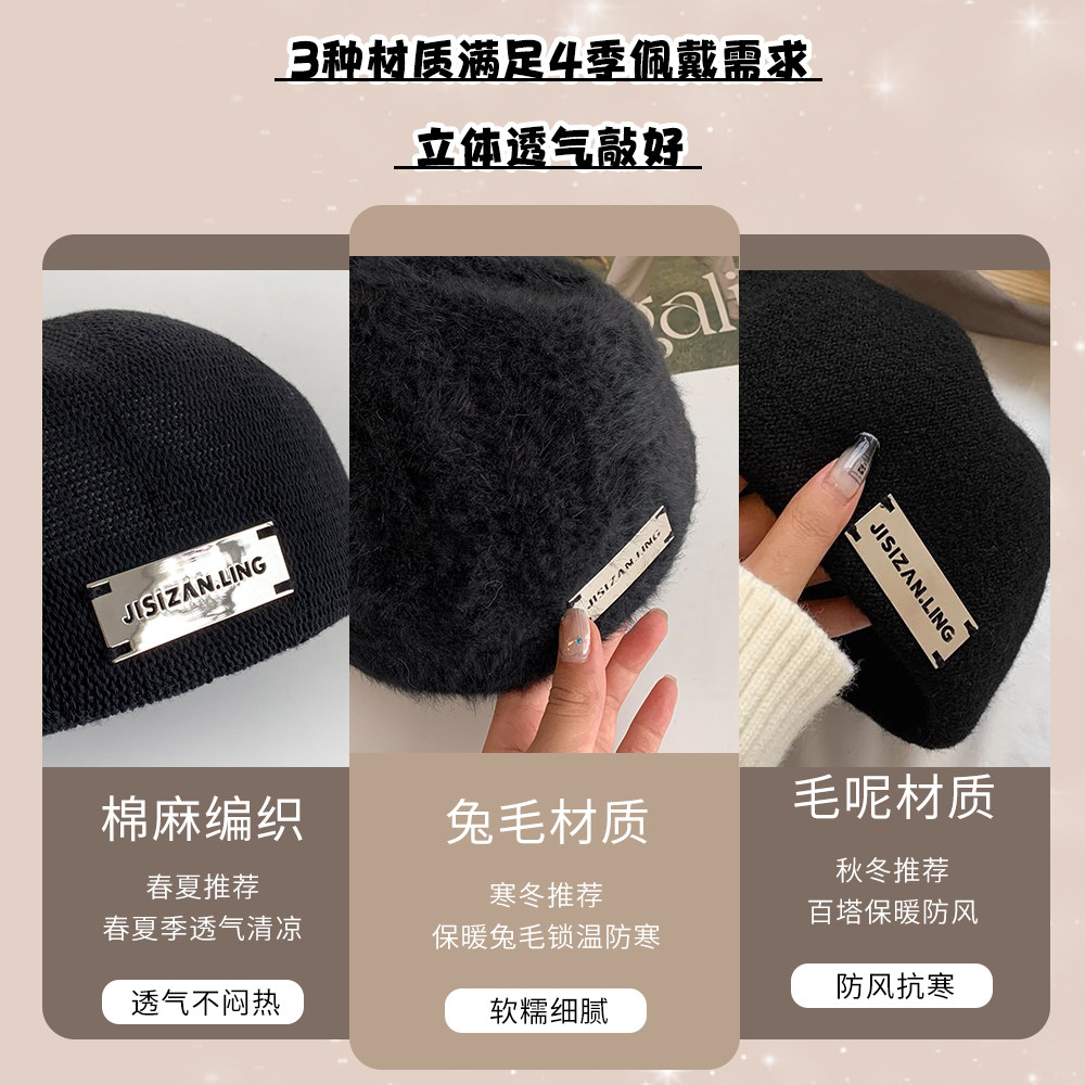 贝雷帽女2025秋冬季新款显脸小反戴前进帽日系大头围黑色帽子