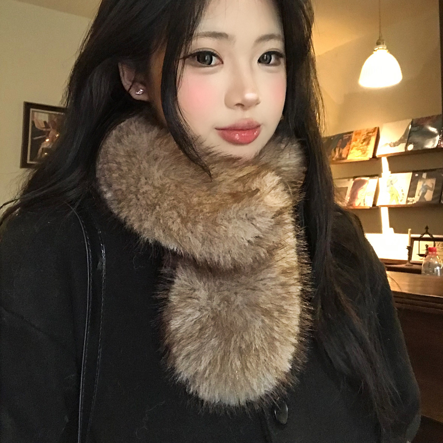 仿貂毛时髦交叉小围巾女冬季新款高级感加厚保暖防寒护颈毛领围脖,淘宝优惠券,粉丝福利购,淘宝优惠卷