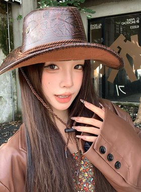 美式复古西部牛仔帽女夏季川西