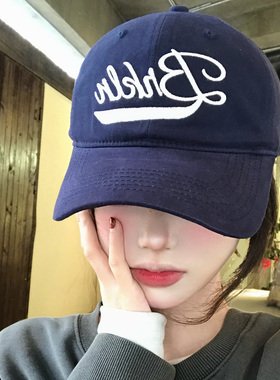 美式街头刺绣字母藏青色棒球帽女