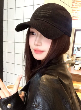 复古刺绣黑色棒球帽女2026年春