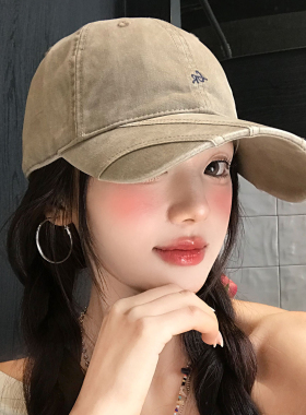 韩系复古字母刺绣棒球帽女大头围