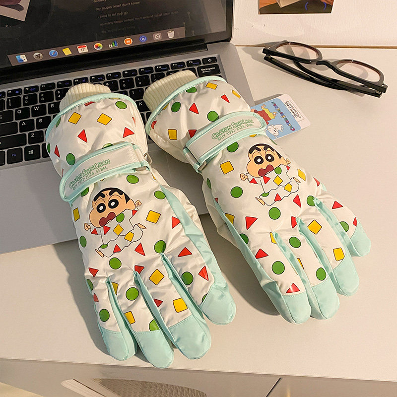 蜡笔小新滑雪手套女2025年秋冬季加厚加绒保暖防寒可触屏户外骑行,淘宝优惠券,粉丝福利购,淘宝优惠卷