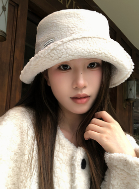 羊羔绒卷边渔夫帽女款2026新款