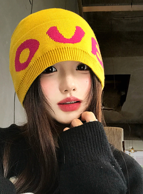 美式字母针织冷帽女秋冬季户外