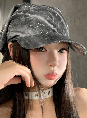 韩系灰色晕染鸭舌帽女小众高级感
