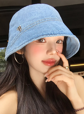 水洗牛仔前长后短渔夫帽女士夏季