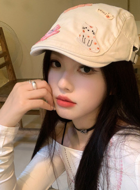 日系复古少女可爱猫咪卡通前进帽