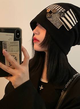网红条纹贴布设计感大头围帽子