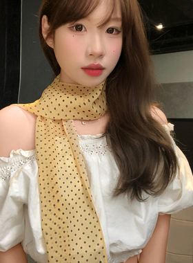 多巴胺飘带长条波点丝巾女士春季