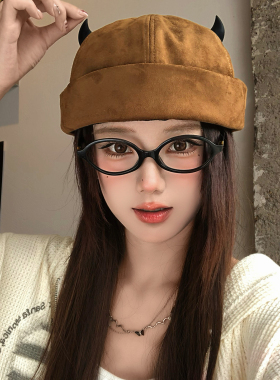 小恶魔麂皮地主帽女秋冬季小众