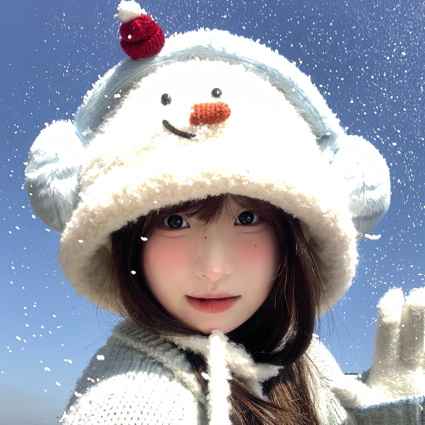 可爱毛绒卡通雪人针织雷锋帽子女秋冬大头围保暖毛线帽护耳套头帽,淘宝优惠券,粉丝福利购,淘宝优惠卷