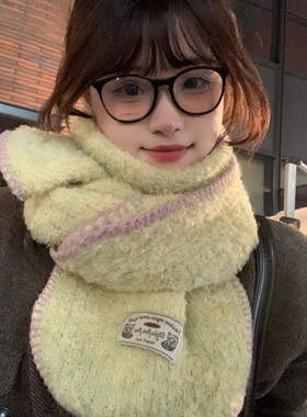 翠绿色锁边软糯针织围巾女2026年