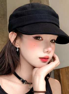 黑色褶皱马术帽子女款时髦百搭