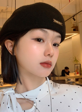 黑色反戴贝雷帽女2026新款秋冬季