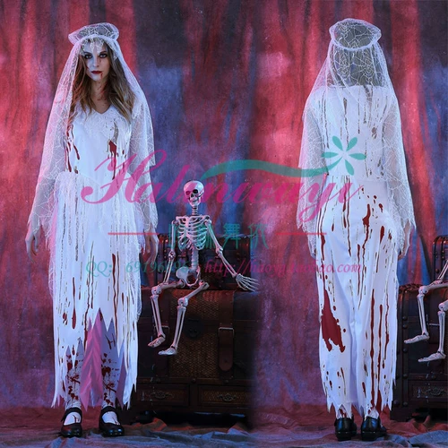Белый костюм для невесты, длинная юбка, xэллоуин, косплей