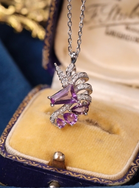 薾曼原创设计紫水晶独角兽项链女