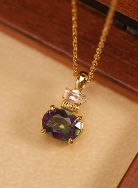 薾曼香味记忆托帕石银镀金项链