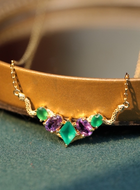 薾曼原创设计蛇斯莱特林纯银项链