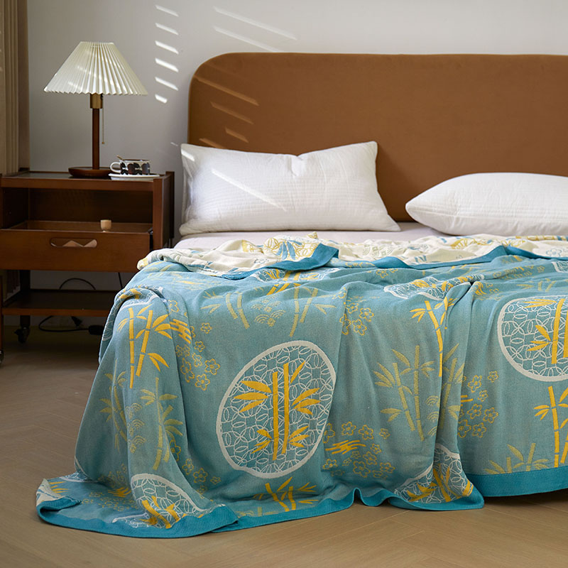 竹纤维盖毯毛巾被夏季薄款冰丝毯成人空调毯办公午睡披肩纱布毯子 - 图0