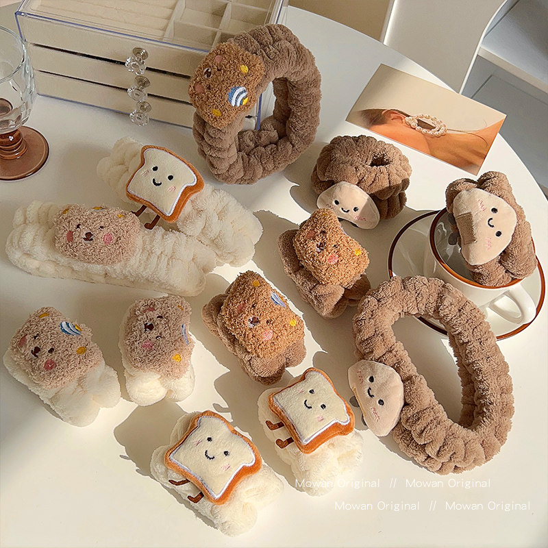 卡通吐司可爱熊洗脸手腕带束发带洗漱防水防湿儿童神器吸水发饰女,淘宝优惠券,粉丝福利购,淘宝优惠卷