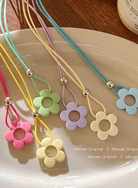 韩系百搭花朵吊坠项链