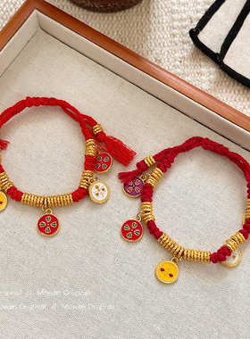 新年红色手工编织手链