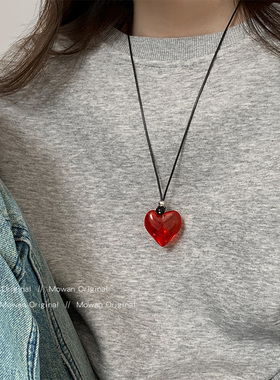 韩系博主同款透明爱心项链