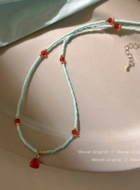 夏季甜美爱心吊坠项链