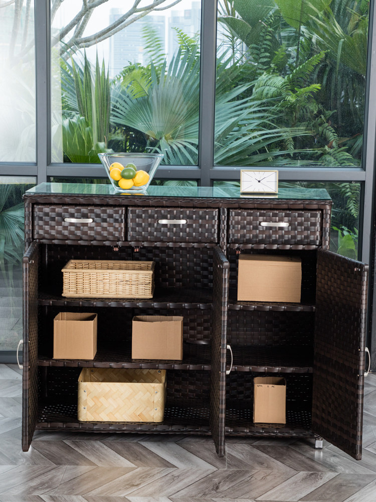 户外防水储物柜藤编收纳柜定制单门双门高柜矮