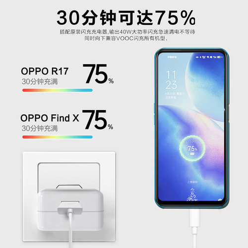 OPPO手机充电器原装闪充正品Findx9超级闪充80w reno4 reno15/14/13/12 k13一加ACE系列手机oppo通用充电头 - 图2