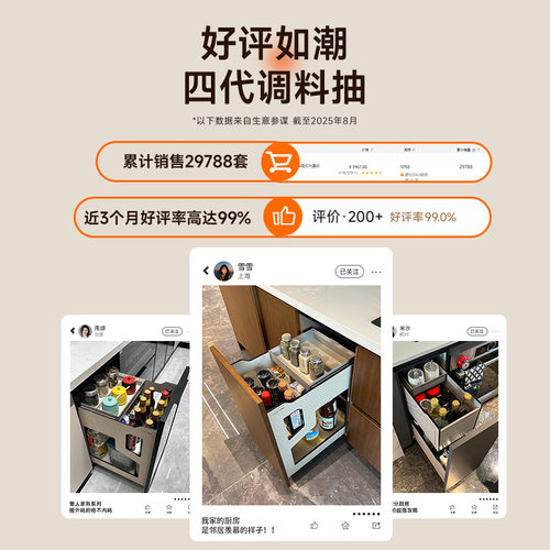 酷太调料拉篮厨房橱柜四代调料篮抽屉式内置收纳篮调味品拉篮改造 - 图1