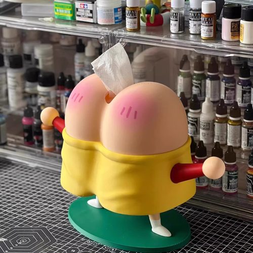 蜡笔小新卡通屁股纸巾盒创意摆件可爱抽象搞怪派大星屁股抽纸盒 - 图3