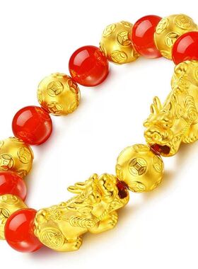 财运滚滚时尚貔貅手链男女士手串个性百搭手串镀金色首饰久不掉色