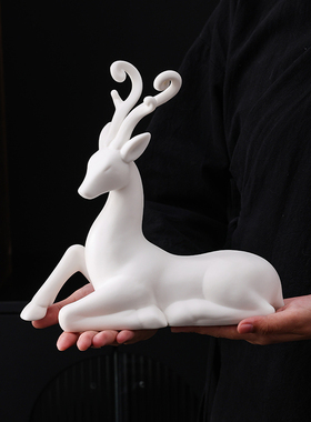 陶瓷创意小鹿摆件招财鹿家居装饰品景观造景盆栽梅花鹿工艺品摆设