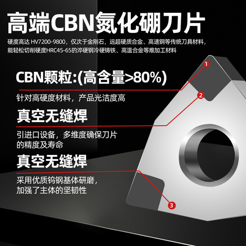 超硬CBN氮化硼刀片数控刀粒/金刚石硬钢 铸铁车刀片 刀粒高光洁度 - 图2
