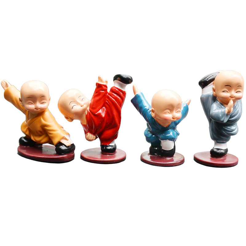 创意新功夫小和尚卡通禅意可爱沙弥树脂模型摆件汽车装饰品家居,淘宝优惠券,粉丝福利购,淘宝优惠卷