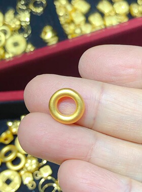 古法同心圆 金包银金刚圈平安扣男女款转运珠情侣吊坠手链送女友