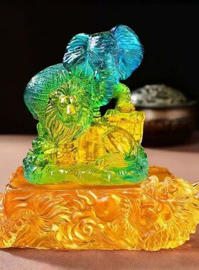 现货宋韶光宋大师2026马年吉祥物生肖属虎 狮象守富 树脂摆件礼品