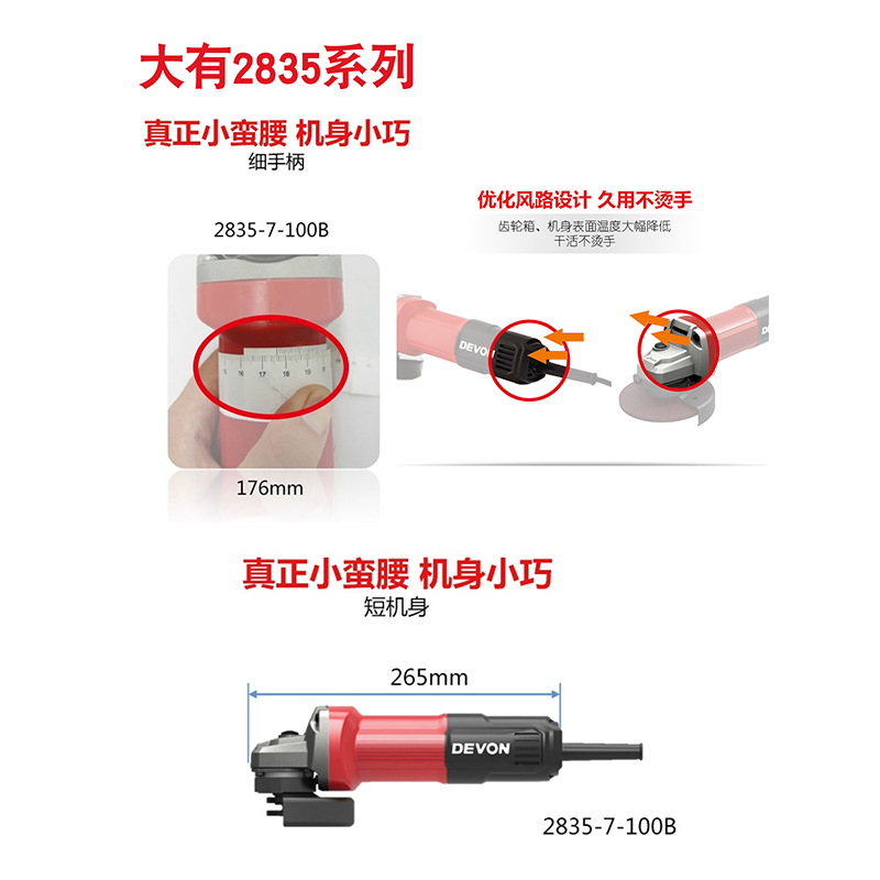 大有2855大功率角磨机1010W磨光机2835细手柄手磨抛光机电动工具-图2