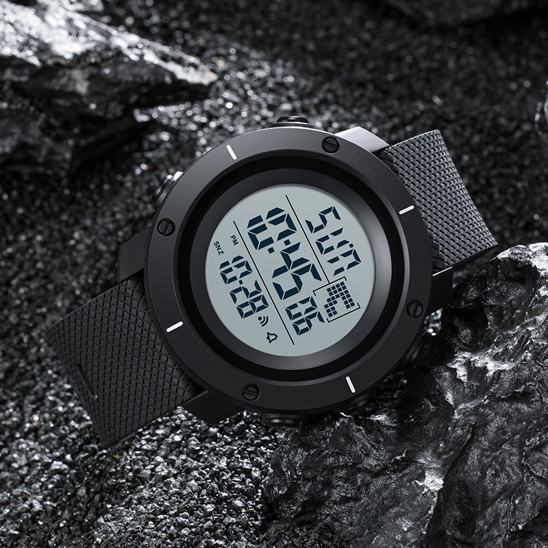 时刻美大表盘电子表时尚潮流闹钟 skmei博之轮国产腕表