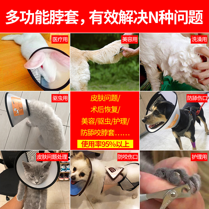 宠物狗狗伊丽莎白圈狗大型犬不影响吃饭防舔防咬头套脖套绝育项圈-图0